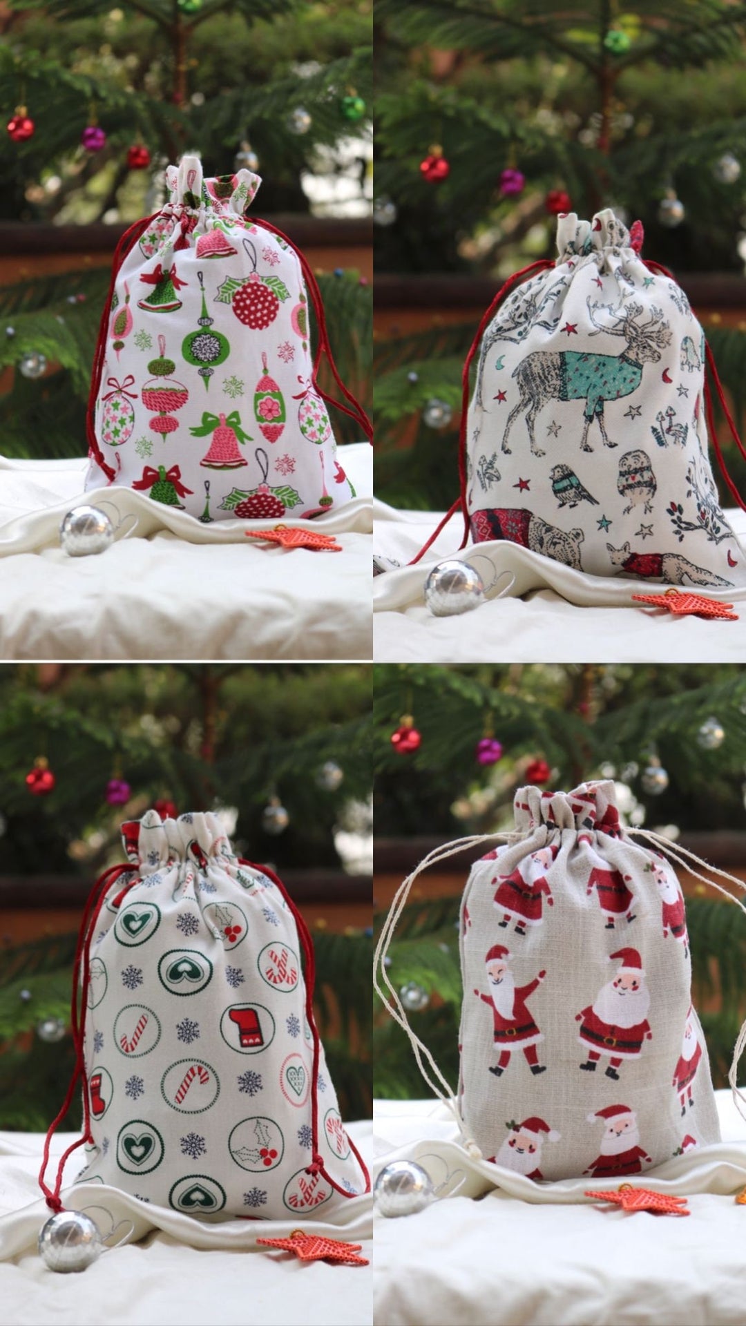 Christmas Santa bag, Santa bag, Santa sack, Fabric gift bag, Holiday sack, Holiday bag, Merry Christmas gift bag, Christmas fabric gift bag