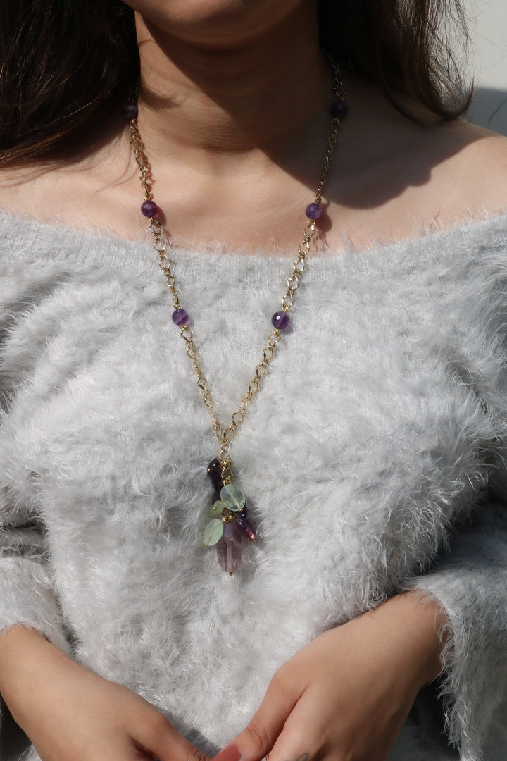 Amethyst Quartz Raw Beaded Necklace - Embrace Inner Peace