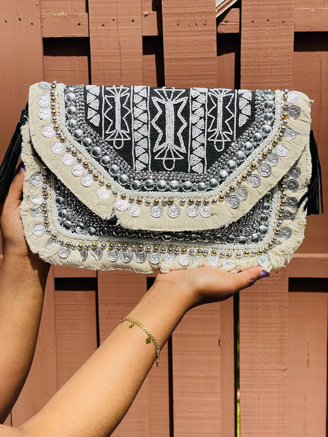 Black and White Aztec Bohemian Bag - Mother's Day Gift