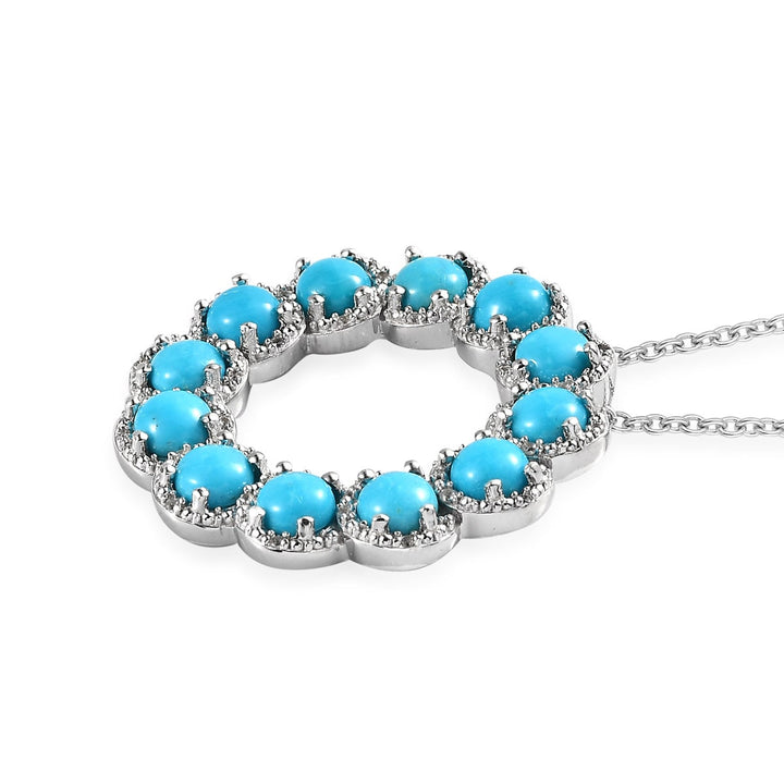 Embrace Tranquility with the December Birthstone Necklace: Natural Turquoise and White Zircon Pendant