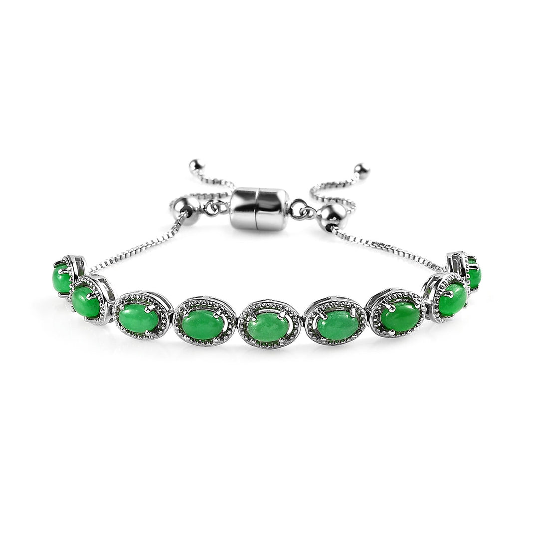 Green Jade Sterling Silver Bracelet