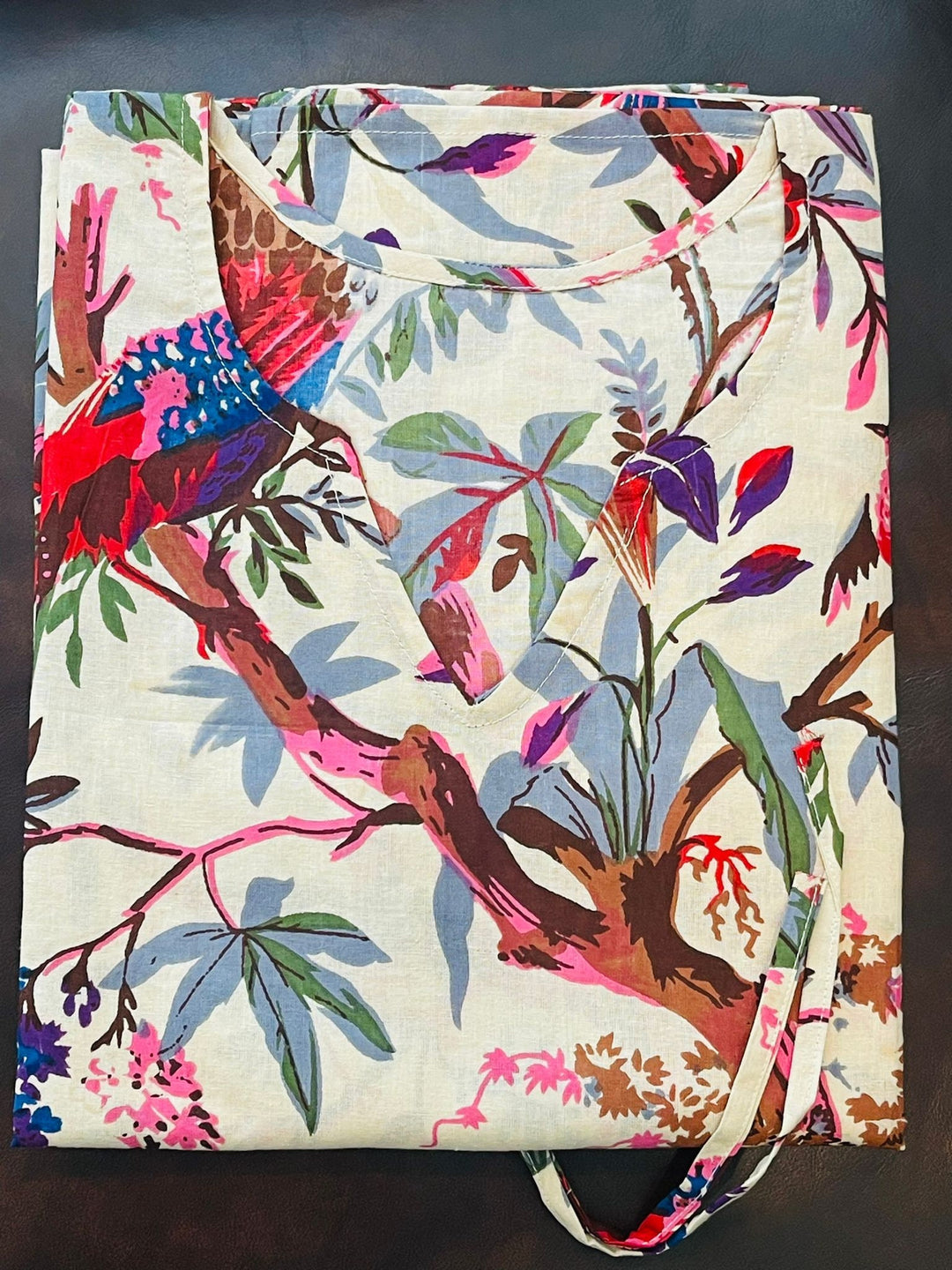 Bird Print Cotton Kaftan