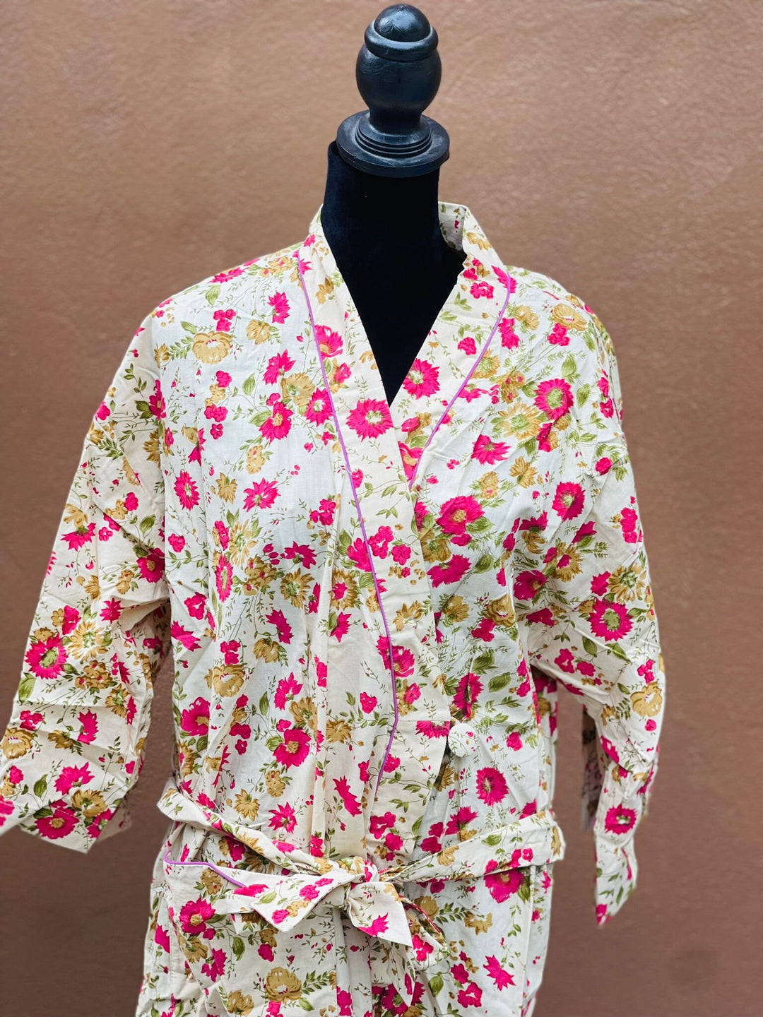 Block Print Cotton Kimono Robe