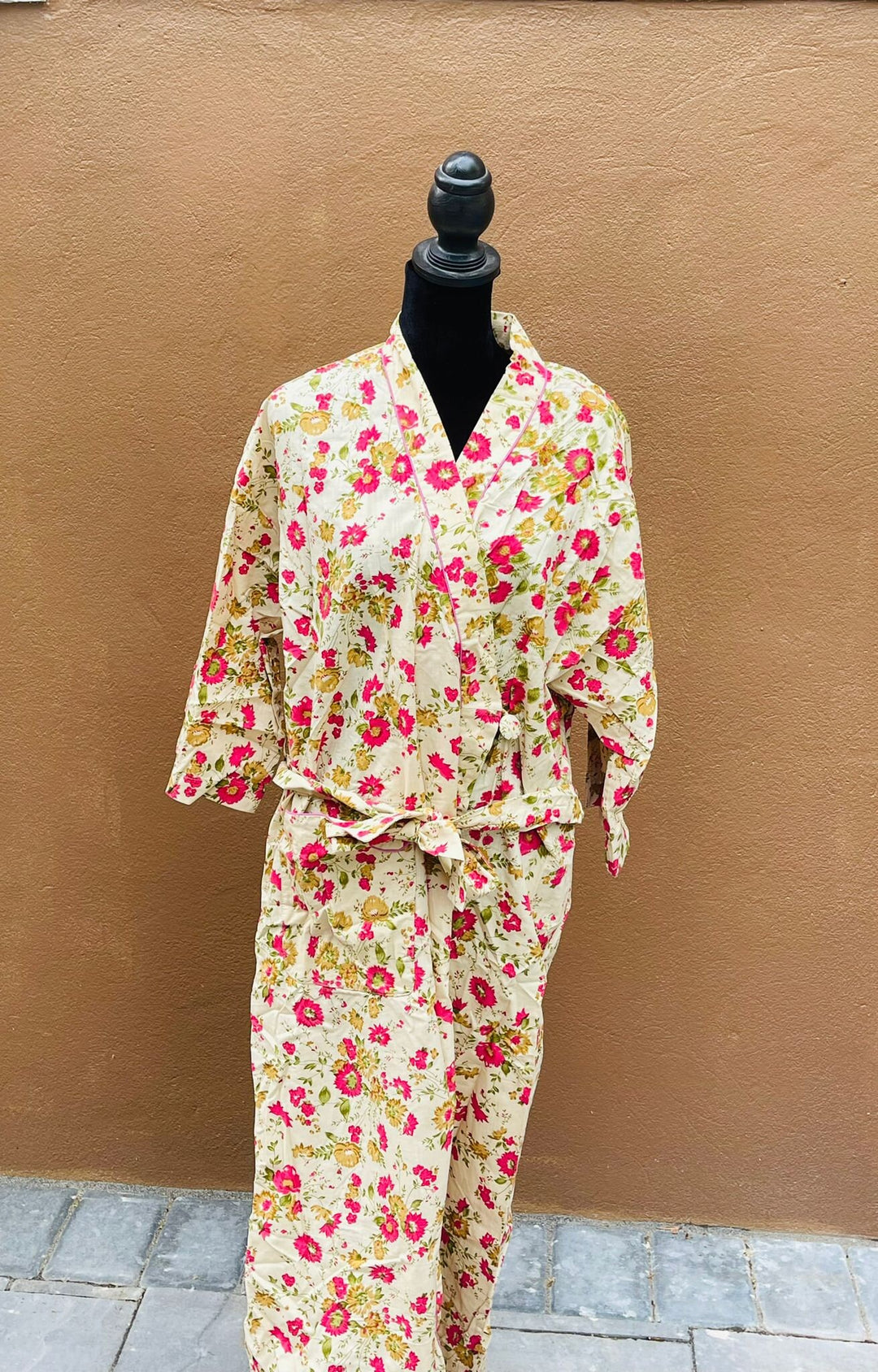 Block Print Cotton Kimono Robe