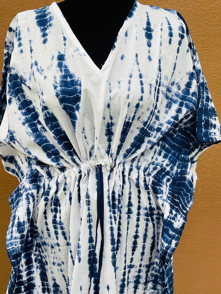 Blue Tie-Dyed Cotton Kaftan