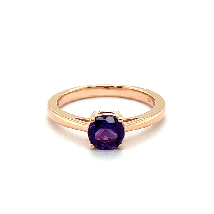 DELICATE AMETHYST ROUND STERLING SILVER RING