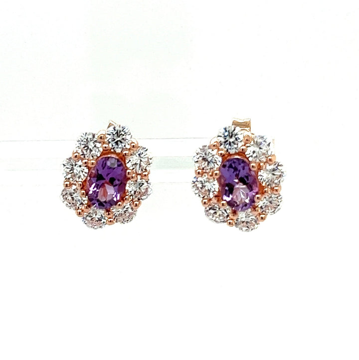 Dainty Amethyst Solitaire Studs - Elegance Meets February's Birthstone