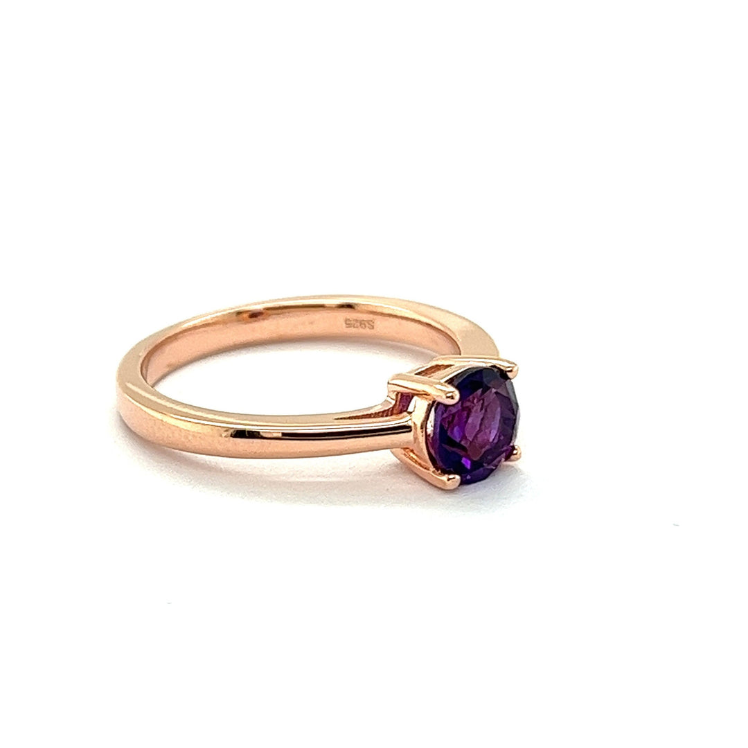 DELICATE AMETHYST ROUND STERLING SILVER RING