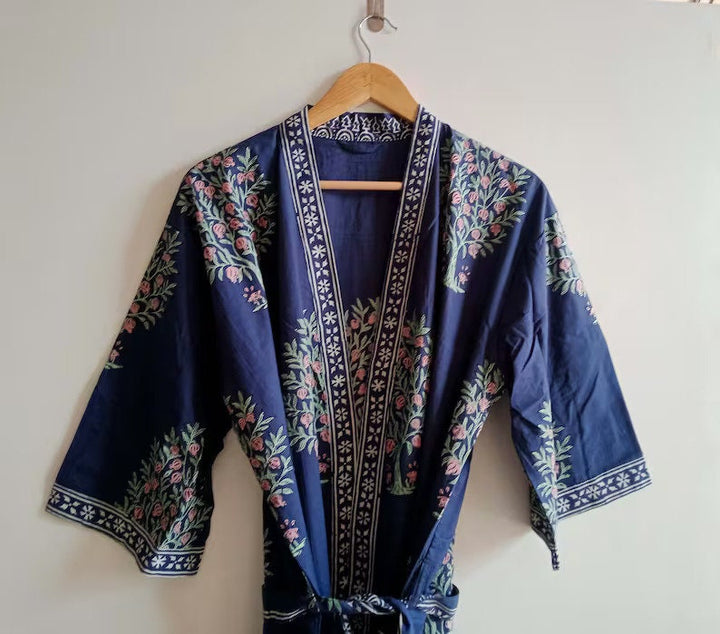 Blockprint Cotton Kimono Robes