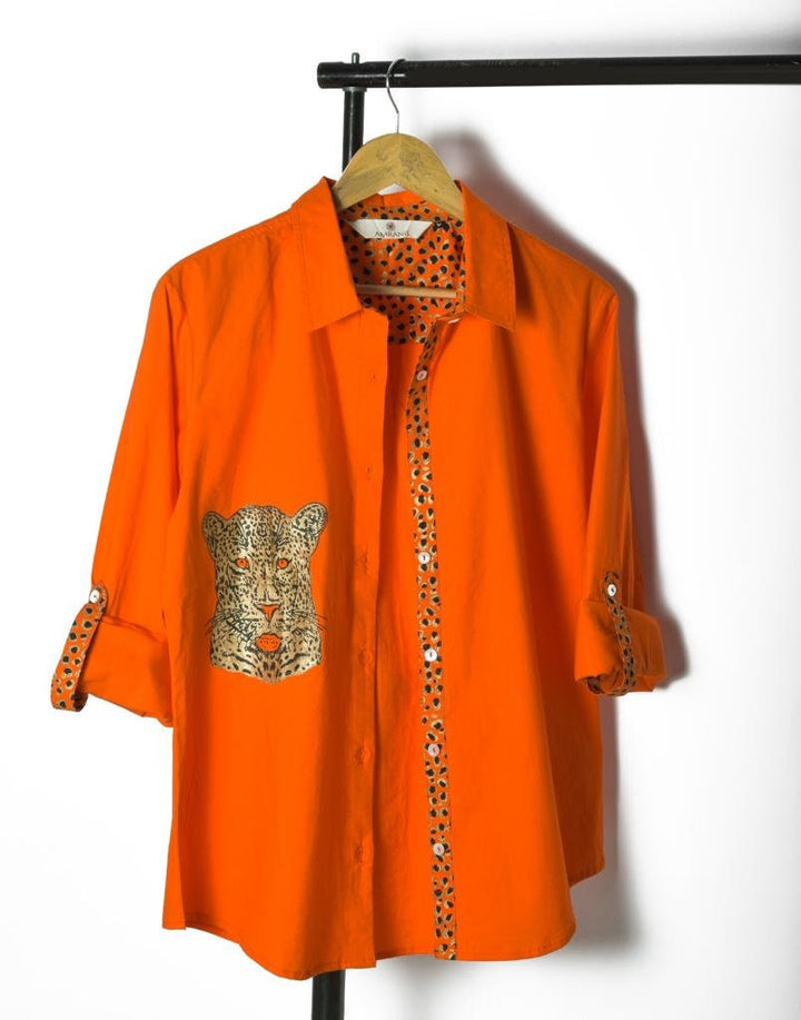 Amranis Cheetah Print Button-Up Shirt