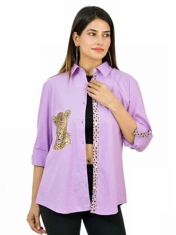 Amranis Cheetah Print Button-Up Shirt
