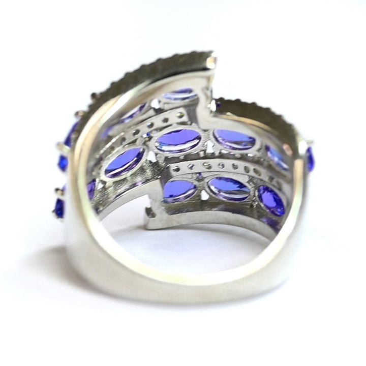 Vintage Sterling Silver Tanzanite & White Topaz Engagement Ring.